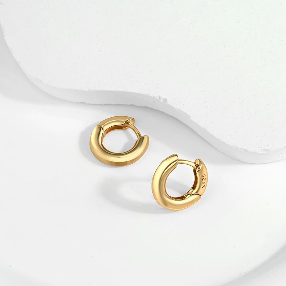 Fine Rose Gold Round Hoop Earrings for Women Trendy Styles Genuine Copper Color Simple Gold Earrings Fashion Weddings Zircon