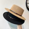 Winter Wool Fedora Hat for Women Warm Felt Cap Female Lady Vintage Solid Color Flat Brim Jazz Caps