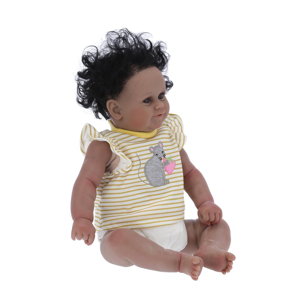 45cm Schwarze Haut Afrikanische Säuglingspuppe Spielzeug Niedlich Lebensecht Reborn Babypuppe Mädchen Geschenk für Kinder