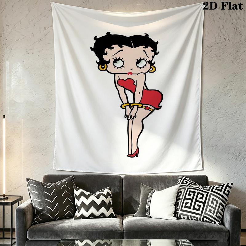 betty boop Wall Tapestry Aesthetic Wall Hanging Printed Fabric Blanket Decorative Tapestries for Bedroom Living Room Home Decor