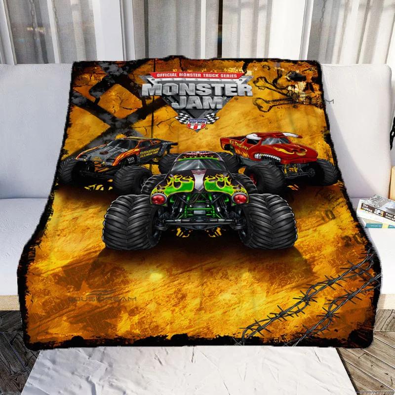 

Супер Узоры Monster Jam Плед Монстр-Трак Фланелевый Плед Уютное Покрытие для Дивана Плед Супер Мягкая Простыня Матрасы 130cmx150cm