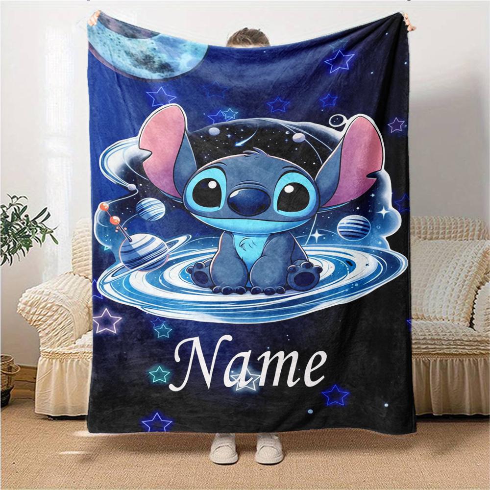 Custom Name Butterflies Stitch's Adventure blanket for Couch & Bed, Plush Cozy Fuzzy Blanket Super Soft & Warm Blankets for Fall and Winter. 0908329