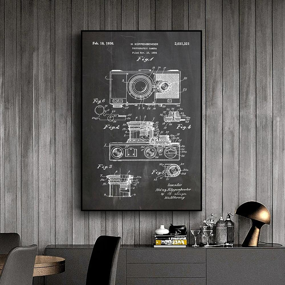 Vintage Camera Globe Picture Decoration Mural Retro Poster Canvas Painting and Living Room Wall Art Prints for Modern Home Decor No Frame