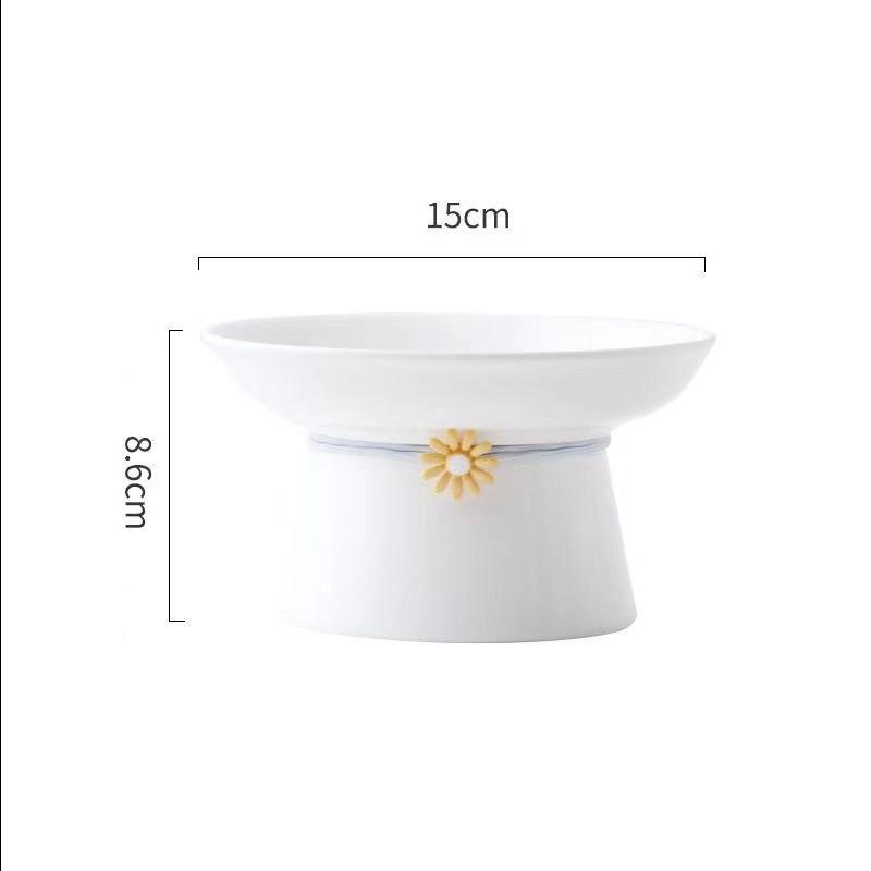 Ceramic Anti-Spill Cat and Dog Bowl with Slanted High-Footed Design