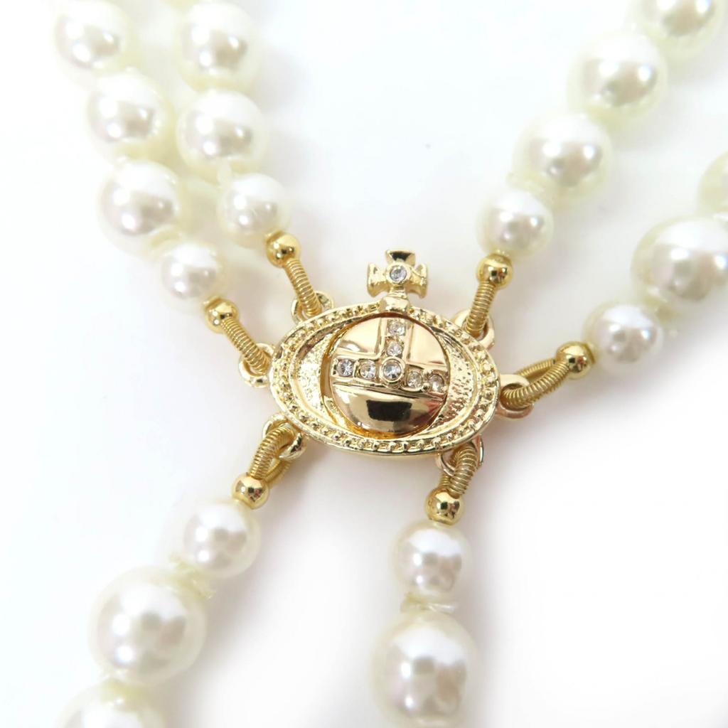 Grande Collana Vivienne Westwood Choker di Perle Rotte con Strass oro Usato