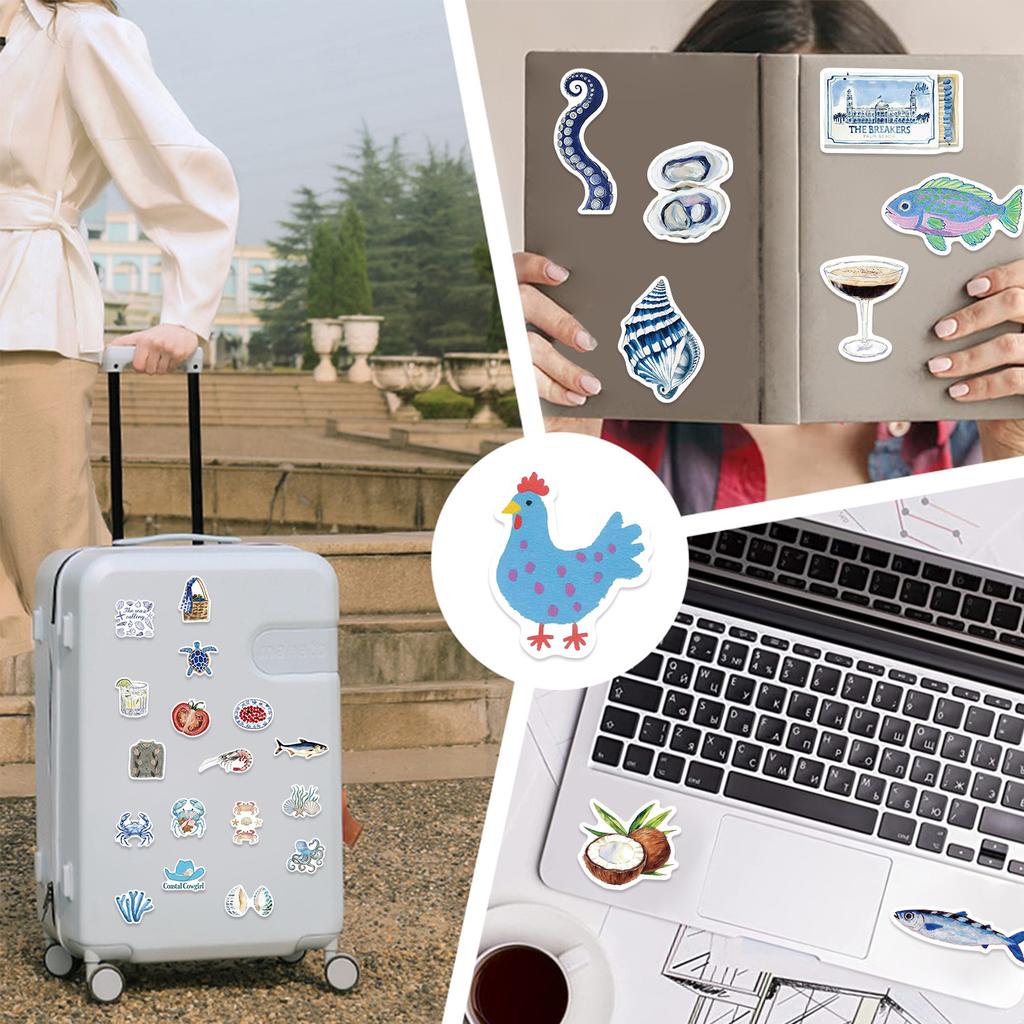 100 Blue Coast Aesthetic Graffiti Stickers DIY Decorative Guitar Laptop Suitcase DIY Waterproof