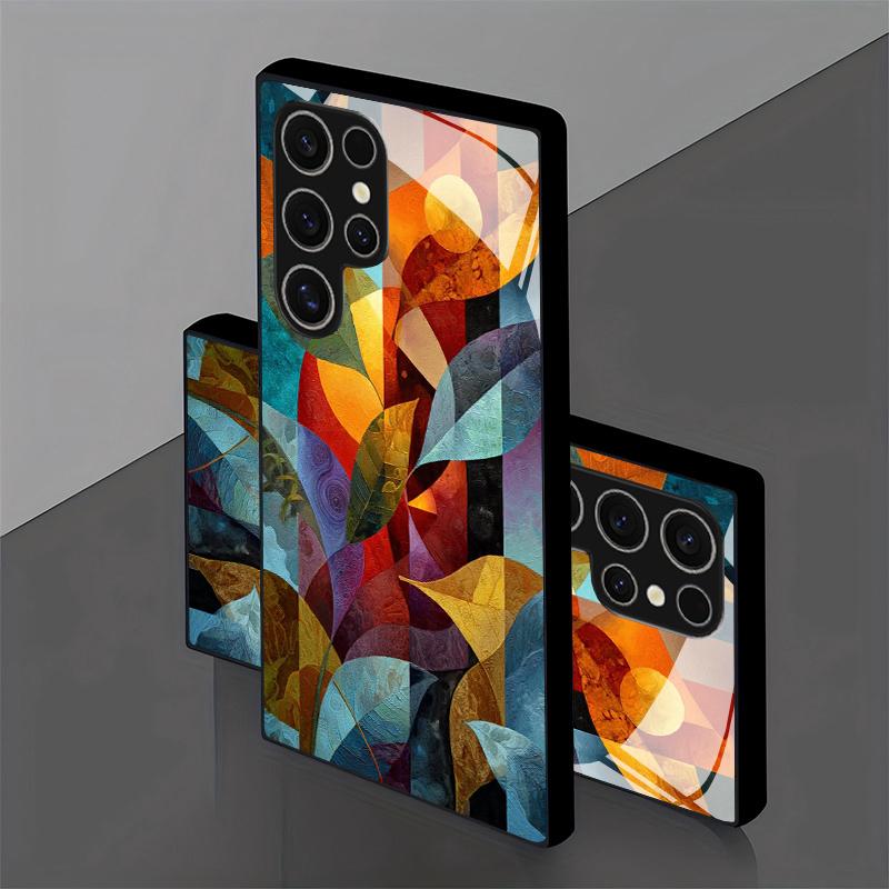 Fall Leaf Abstract Pattern 2D Mobile Phone Case for Samsung S26 S25 S24 S23 S22 S21 S20 A56 A36 A16 - Glass Protective Cover