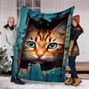 1pc Cat Breakthrough Outdoor Blanket Soft Flannel Cozy for Travel & Camping All Season