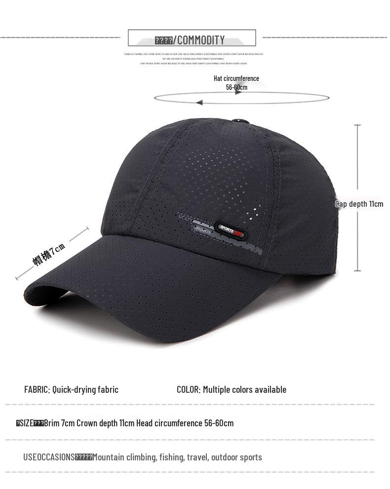 Zhen Yueqi Men's Breathable Summer Quick-Dry Fishing and Cycling Cap