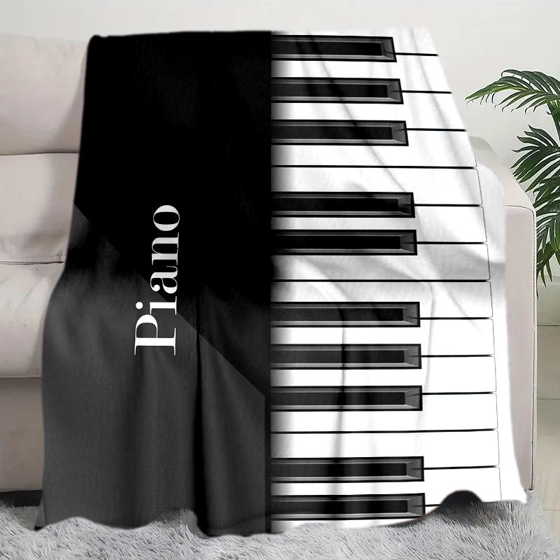 

1PC Piano keys music printed blanket, all season lightweight home office outdoor nap multifunctional blanket A17 80cm x 120cm
