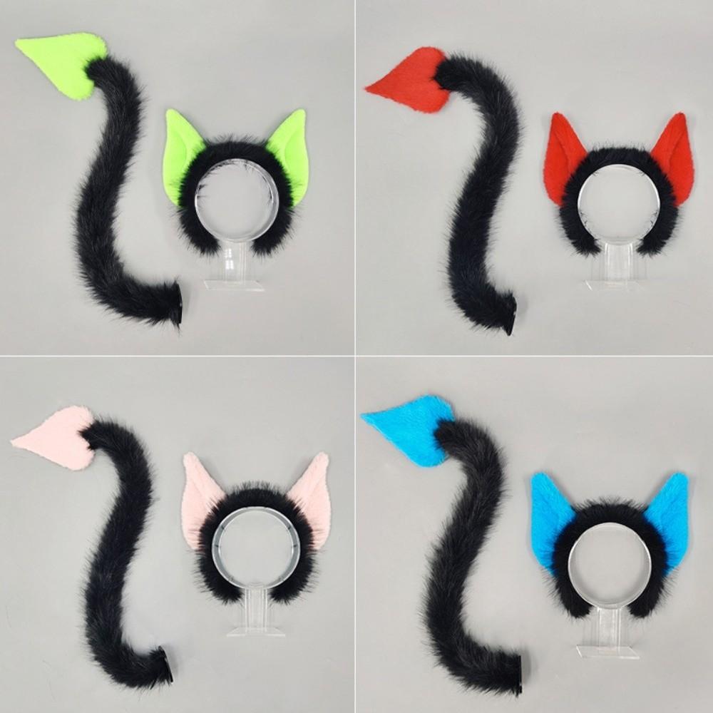 Furry Cat Ears 3D Devil's Sweetheart Tail Fashion Halloween Costume Cosplay Props All Saints' Day