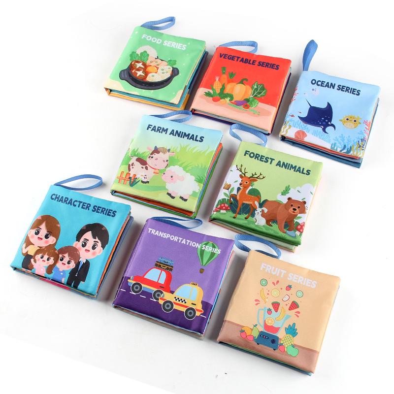 3D Baby Cloth Book: Early Learning Toy with 4 Pages & 8 Sides - Animal, Character, and Food Themes