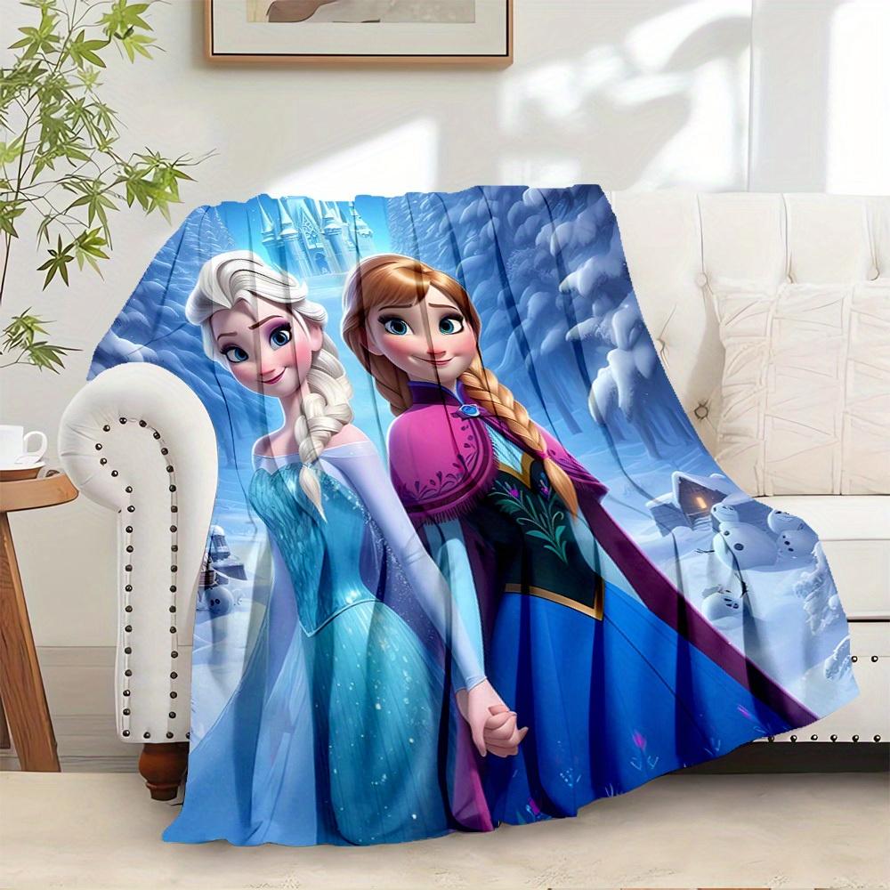 1pc Flannel Frozen Elsa & Anna Snowflake Print Throw Blanket for Bed Sofa Decoration Gift Winter Wonderland Theme Home
