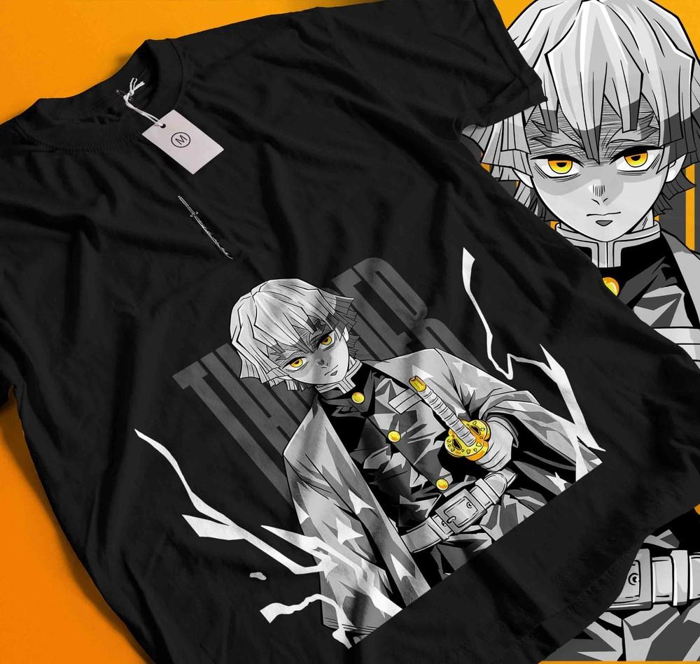 

Zenitsu T-Shirt Demon Slayer Kimetsu No Yaiba Tshirt Nezuko Tanjiro Anime 550 XL