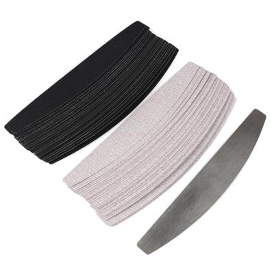 10 pezzi di lime per unghie in carta vetrata rimovibile nera/grigia con manico in acciaio inossidabile, tampone per unghie sostitutivo in metallo 100/180 per manicure