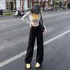 2025 Autumn Women's Black Slimming High Waist Straight Leg Jeans, Versatile and Simple Design.
