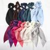 Moda Cor Sólida Laço Cetim Fita Longa Rabo de Cavalo Lenço Prendedor de Cabelo Scrunchies Mulheres Meninas Elásticos para Cabelo Acessórios de Cabelo
