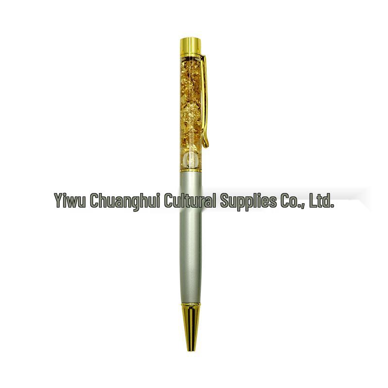 Gold Crystal Foil Metal Ballpoint Pen - Signature & Gift Pen with Laser Engraving
