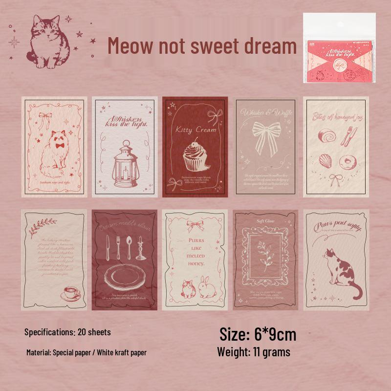 Yu Xian Retro Paper Pack: Meow & Sweet Time DIY Journaling Materials & Sticky Notes