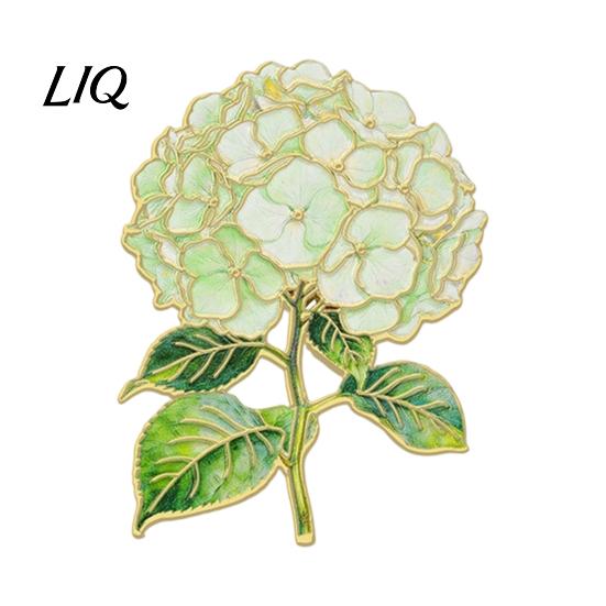 Fabric-friendly Brooch Pin, Enamel Hydrangea Shape Lapel Polished Edges Backpack Literary Style Decorative Badge for Coat Collars Scarves Canvas Bags