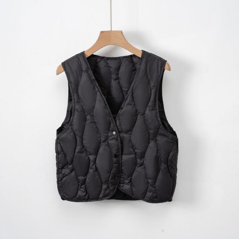 

Pinghu пуховый подкладка легкий пуховый жилет новый V-образный вырез тонкий внутренний подкладка короткий жилет тренд XL чёрный
