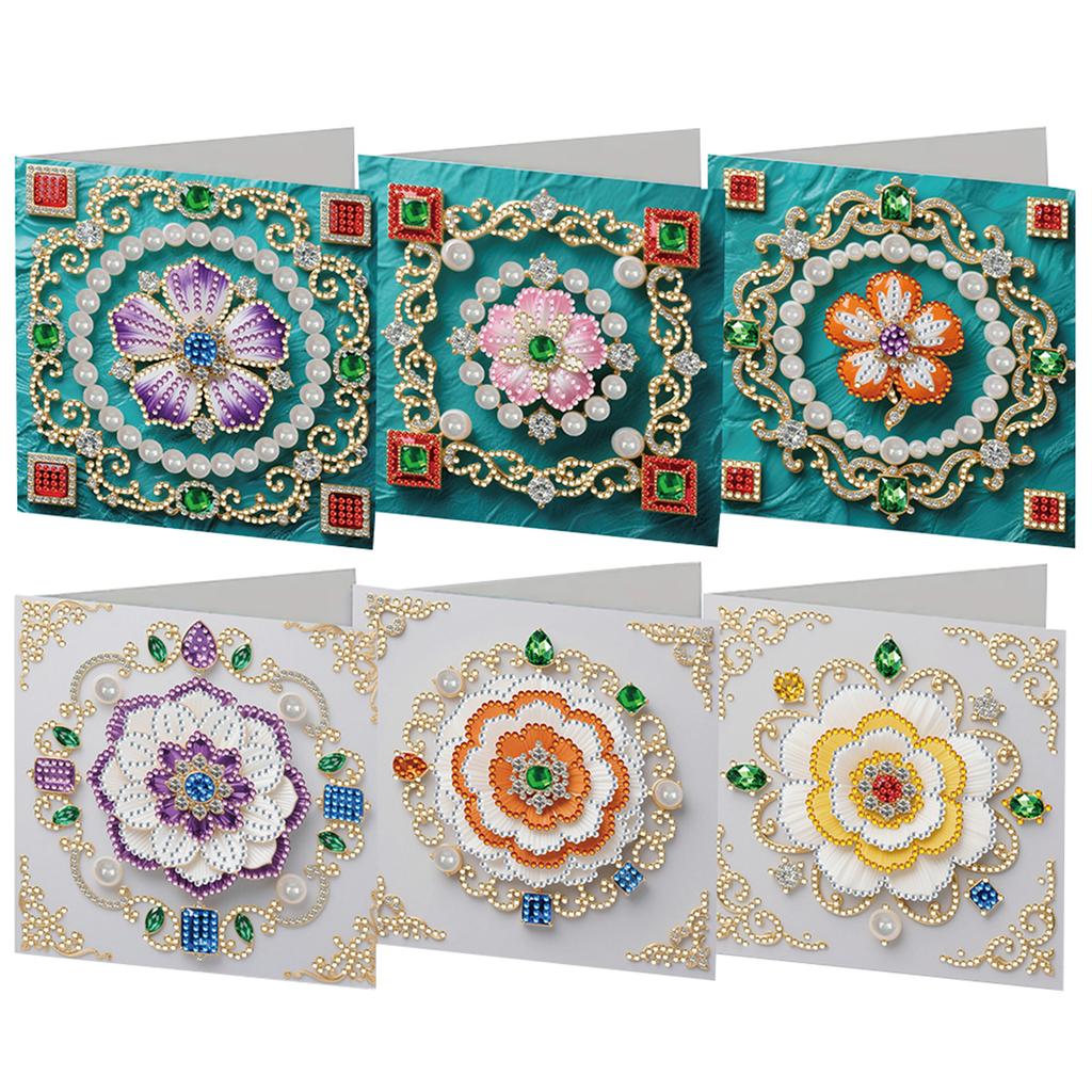 6pcs DIY Rhinestone Diamond Art Mosaic Postcards Diamond Art Handmade Cards Creative Christmas Birthday & Thanksgiving Card Kits