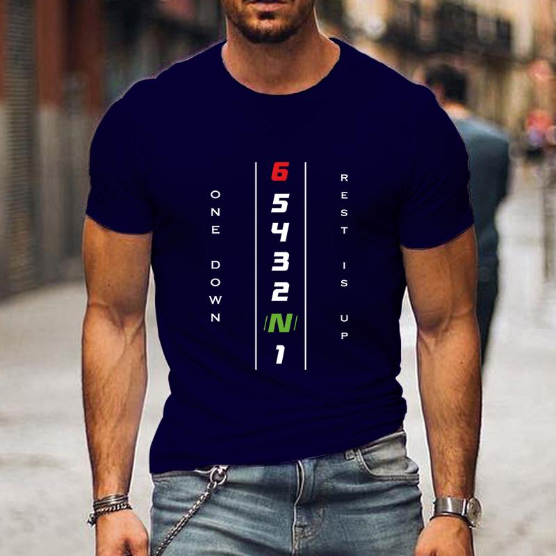 Motorcycle T-Shirt with Gear Shift Design 1N23456 Motorcycle Gear Shift Men T Shirts Short Sleeve O-neck Tops