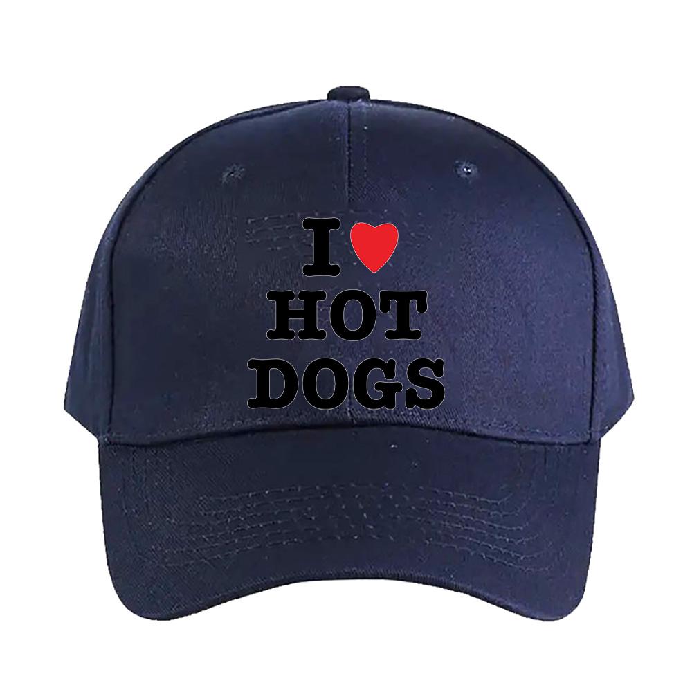 I Love Hot Dogs Woman Man Summer Baseball Cap Adjustable with Curved Brim Duckbill Cap Protection Sun Hats