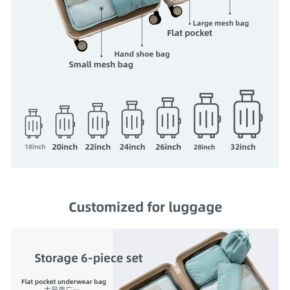 8-6 Pcs Travel Storage Bag Set, Clothing Organizer Packing Bags Suitcase Luggage Organizer Pouches
