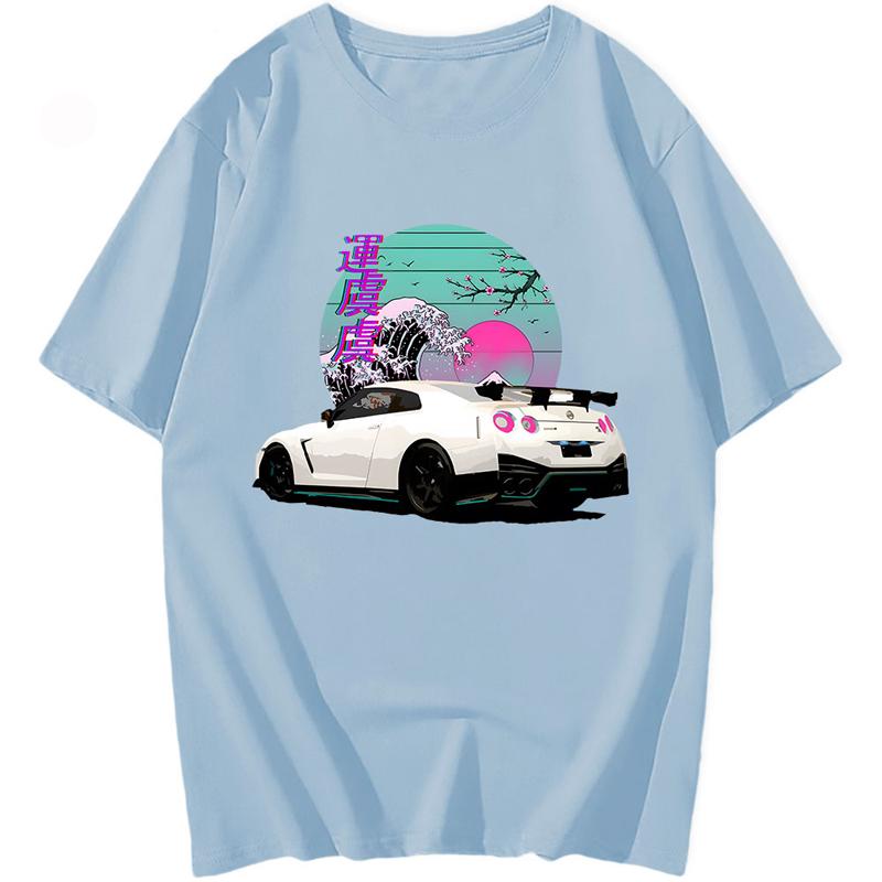 Anime Initial D T Shirt For R35 Skyline GTR Vaporwave JDM Legend Car Print Shirt Men Short Sleeve 100% Cotton Graphic T Shirt