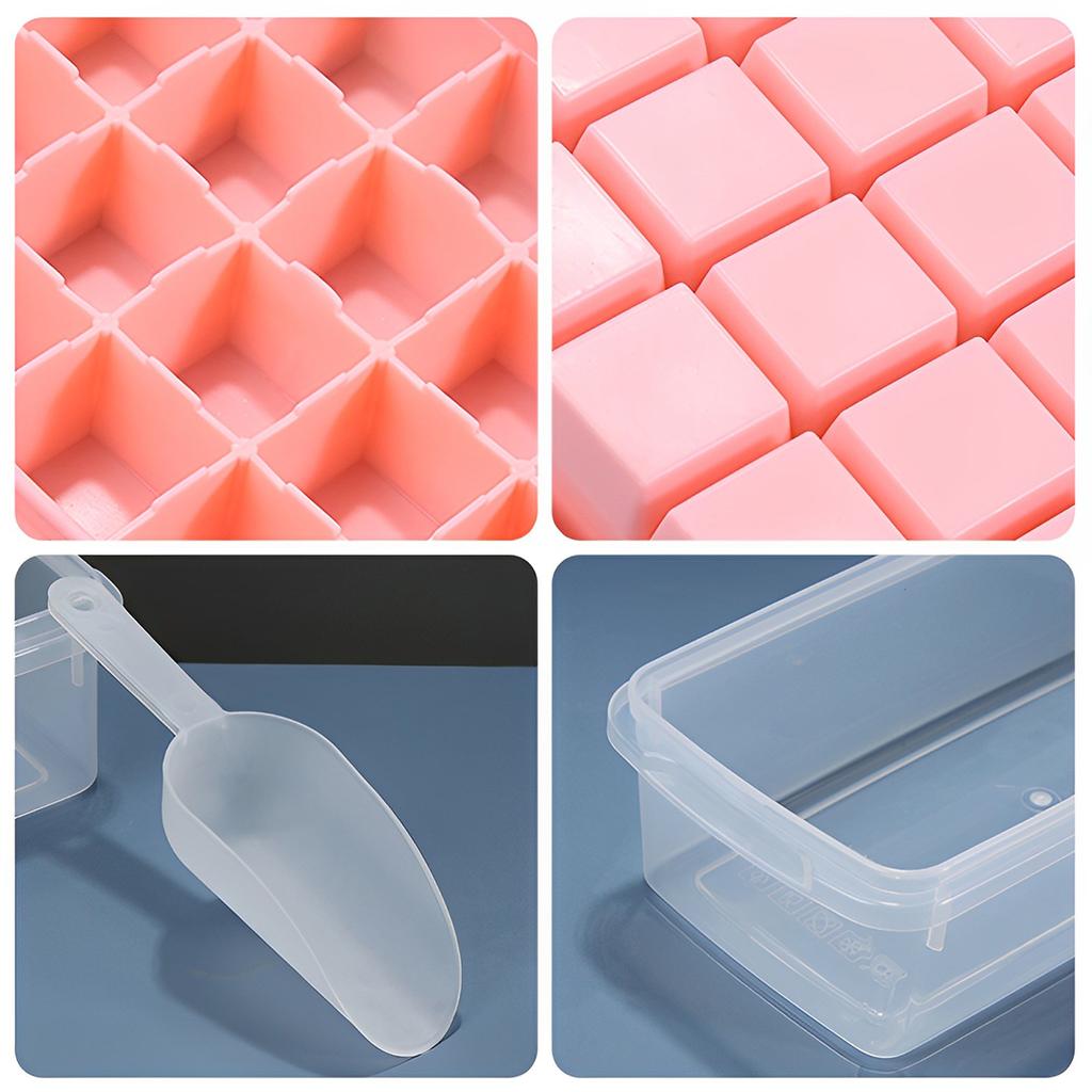 Ice Cube Tray with Lid Large Capacity Ice Maker Mold Stackable Square Ice Cube Container Easy Release Candy Jelly Making Mould