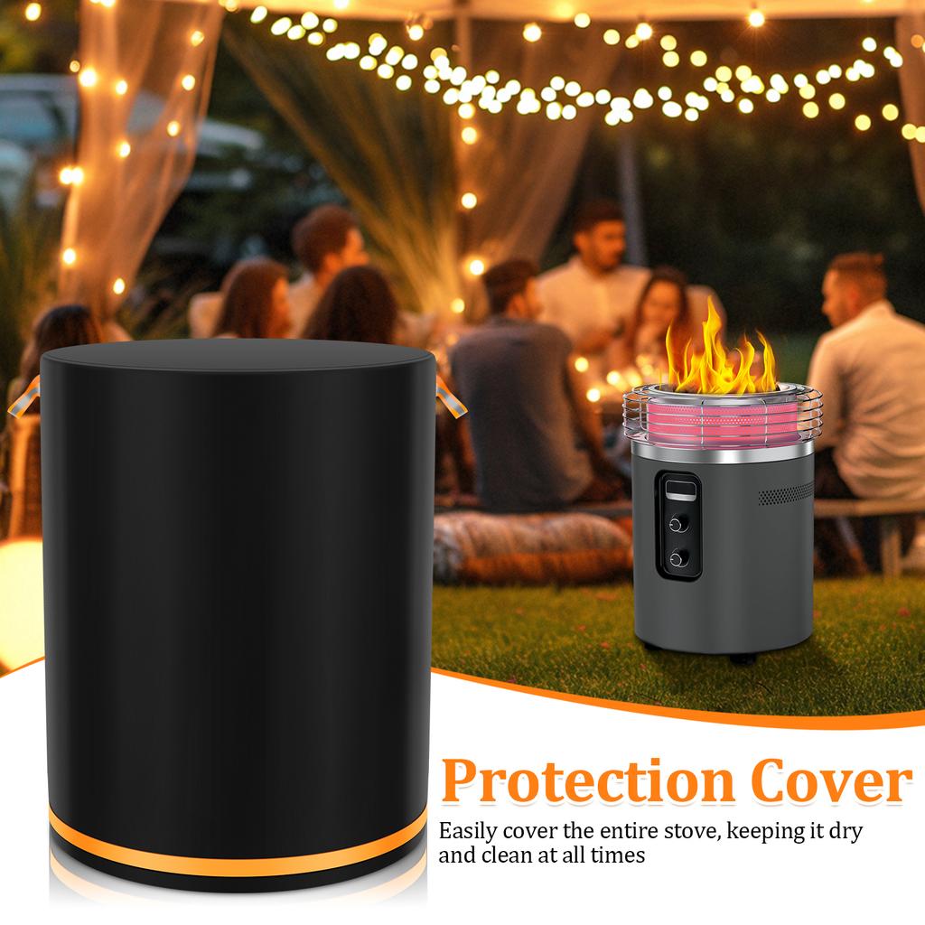 Firepit Cover 600D Oxford Fabric Waterproof Dust Cover with Handle Stove Grill Protective Cover for 21–23 Inch Round Fire Pit