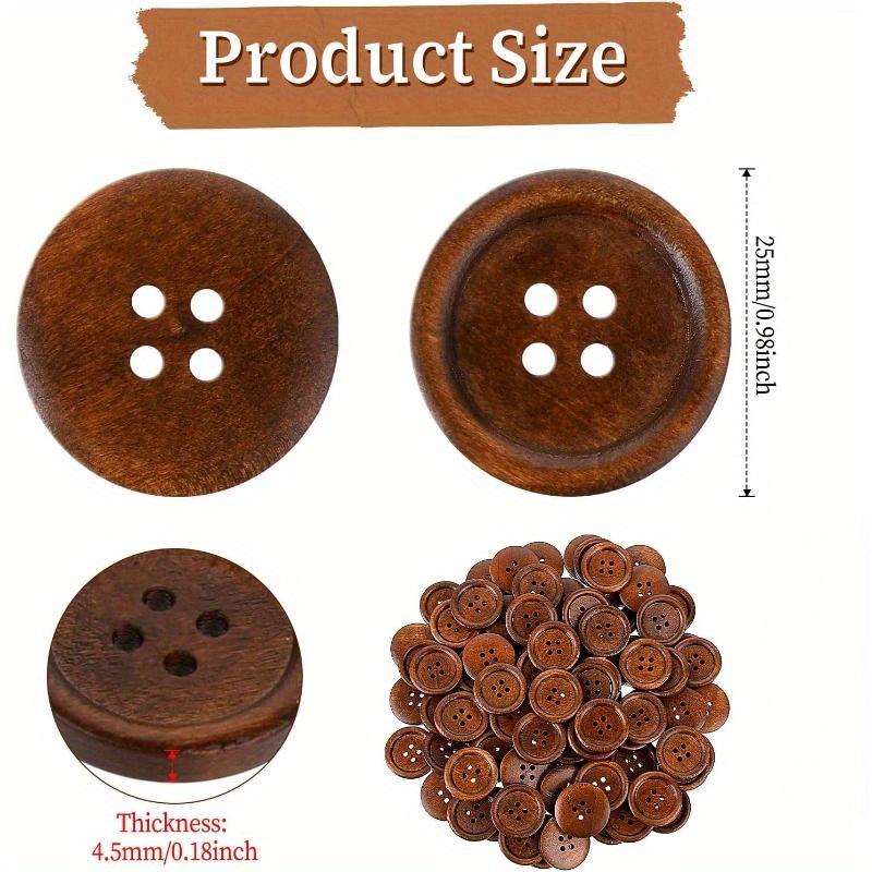 Lot de 10 boutons de couture ronds et polis, 4 trous, classiques, en bois, pour la couture, le bricolage, les vêtements, les chemises, les articles tricotés