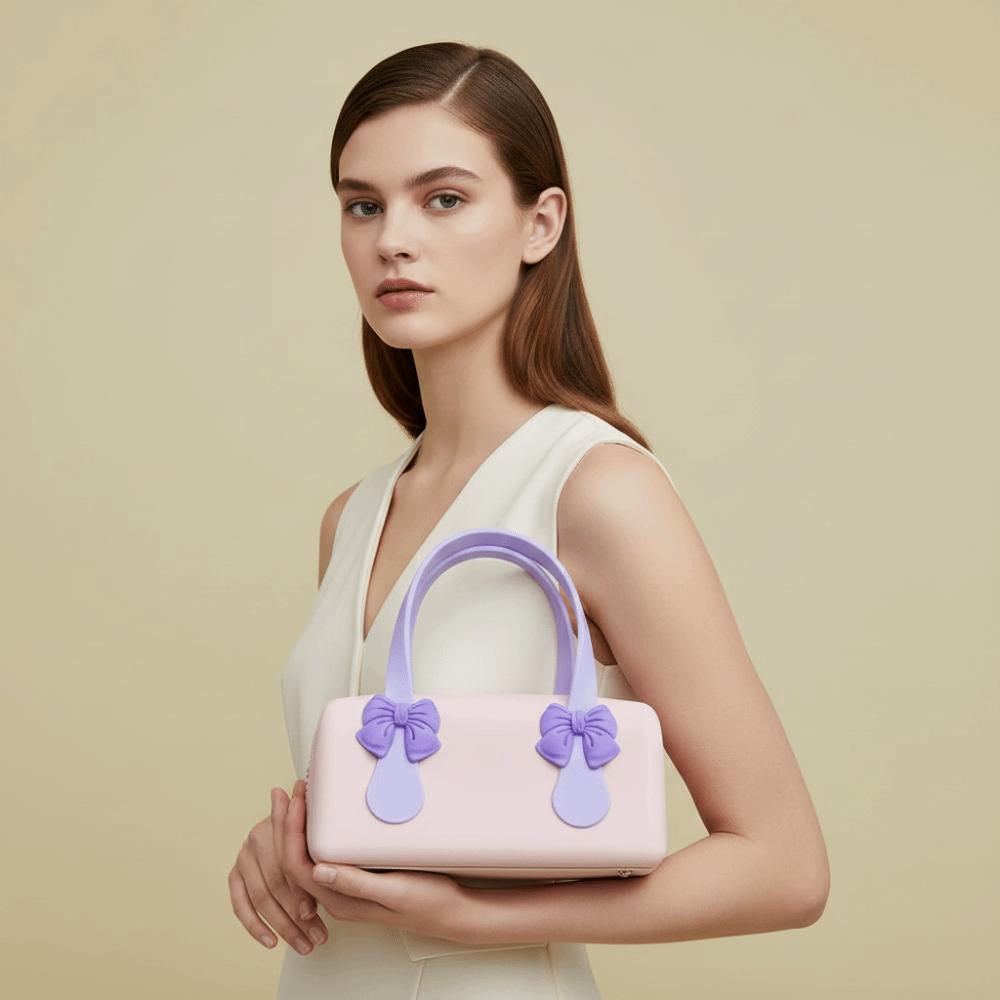 Durable Silicone Handbag Washable Toiletry Organizer Tote Underarm Purse Bow Mini Tote  Sweet Girls