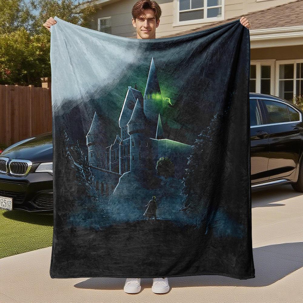 1pc castle night wizard Outdoor Flannel Throw Blanket All Season Soft Warmth,Home Decor 1031156