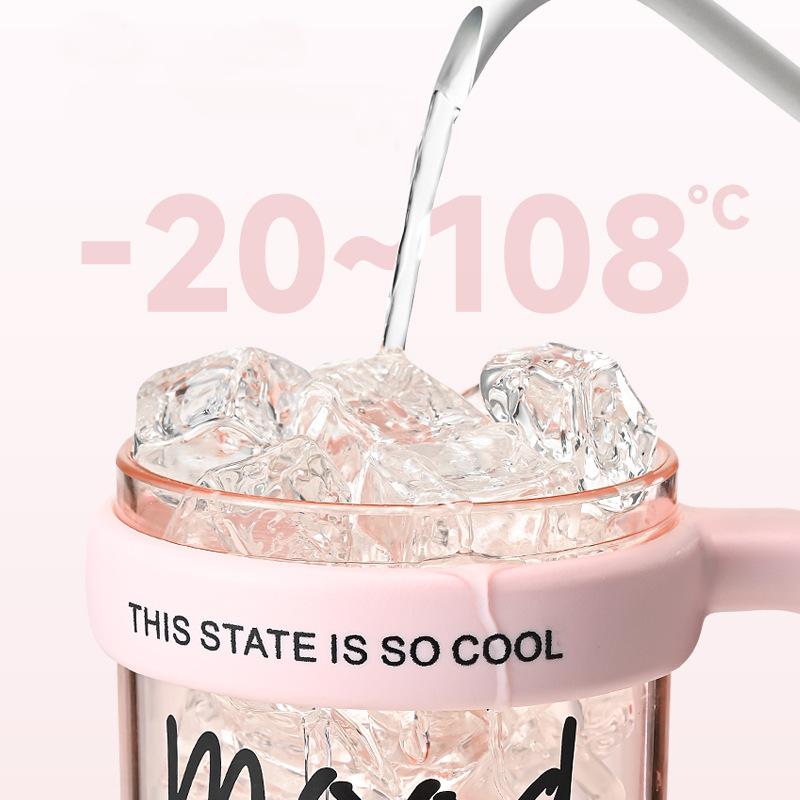 MeyJig 900ML Strohbecher Tragbare Handheld-Wasserflasche Großes Fassungsvermögen Sportbecher Trinkbecher Weiblich