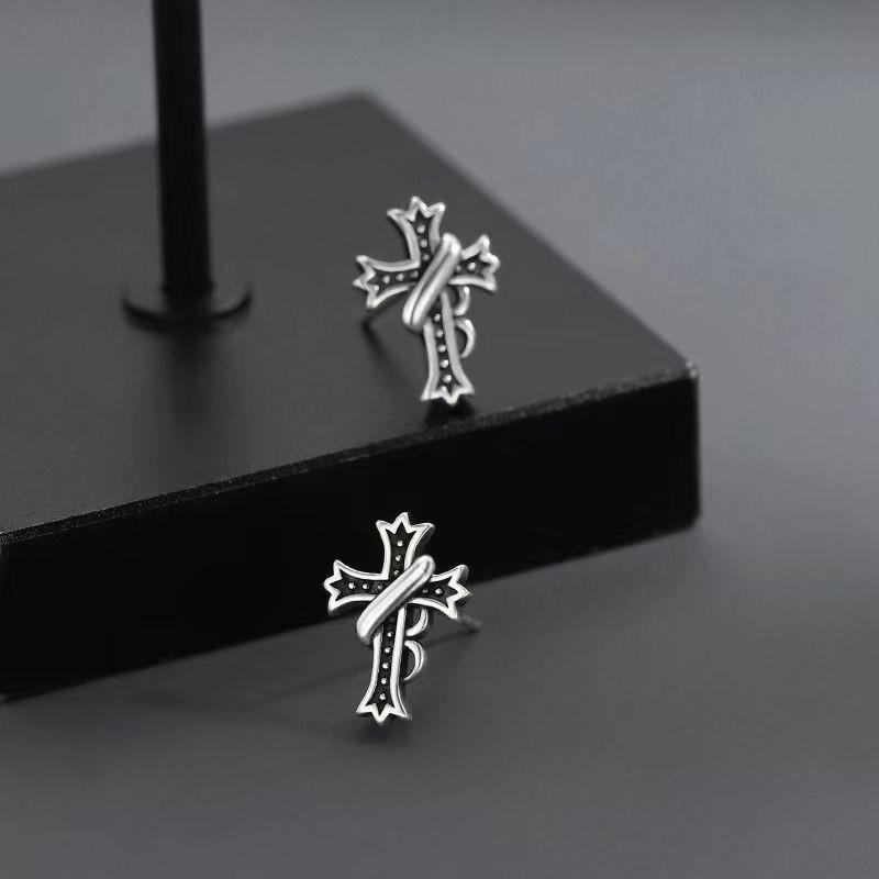 Cross Stud Earrings Niche Fashion Design High Sense Trend Personality Versatile Cool Men's Ear Jewelry
