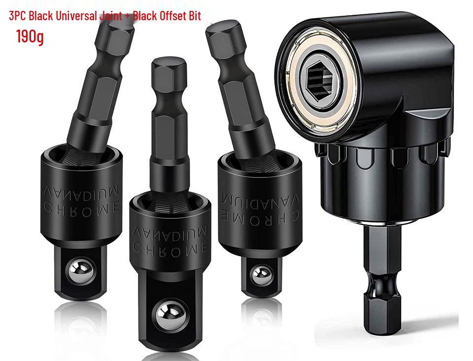 360° Hex Shank to Square Head Adapter Wrench Set: 1/2, 3/8, 1/4 Conversion