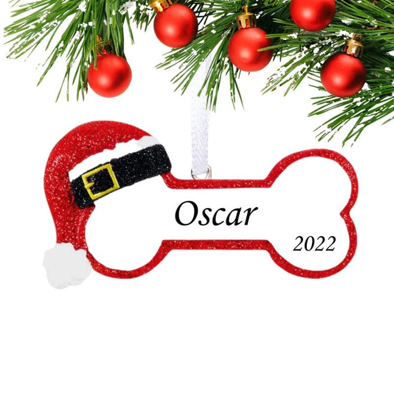 Stylish Hand-painted Resin Christmas Dog Bone Ornaments In Various Designs For Holiday Decor