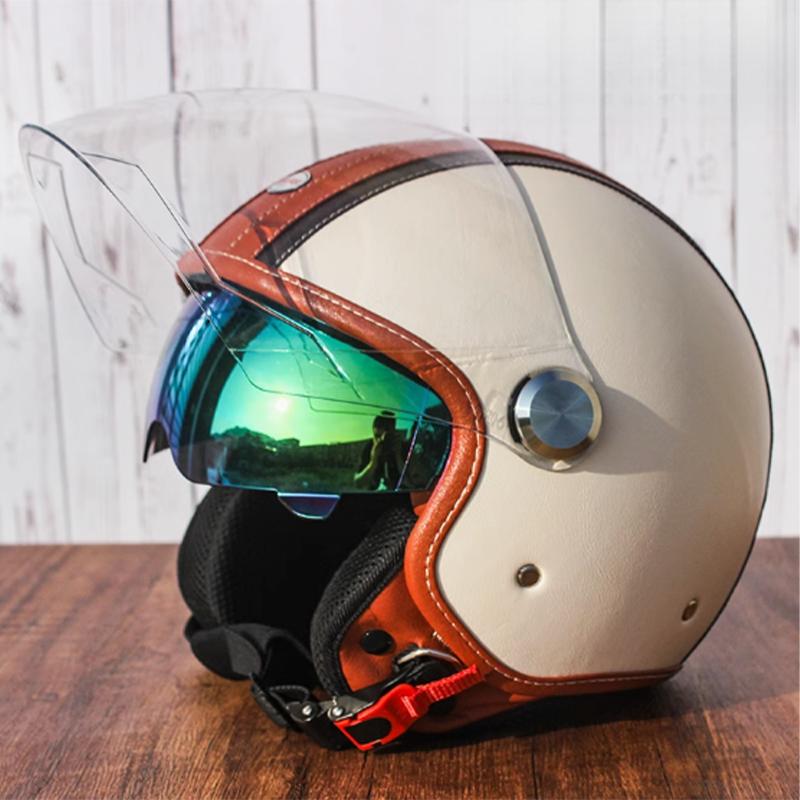 Newest Retro Motorbike Helmets DOT 3/4 Open Face Motorcycle Vintage Chopper Bike Cascos Scooter Capacete De Moto