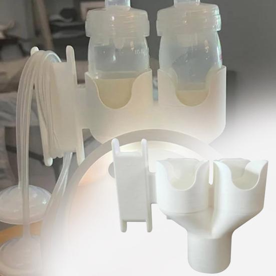 Breast Pump Bottle Holder Space-Saving Design Easy Installation Dual Bottle Organizer with Hose Wrap Arm