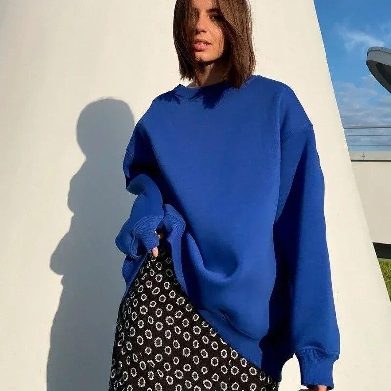 Осенние свободные теплые флисовые пуловеры женские толстовки с капюшоном модные женские зимние однотонные хлопковые толстовки с круглым вырезом и капюшоном 29676 S 2820₽