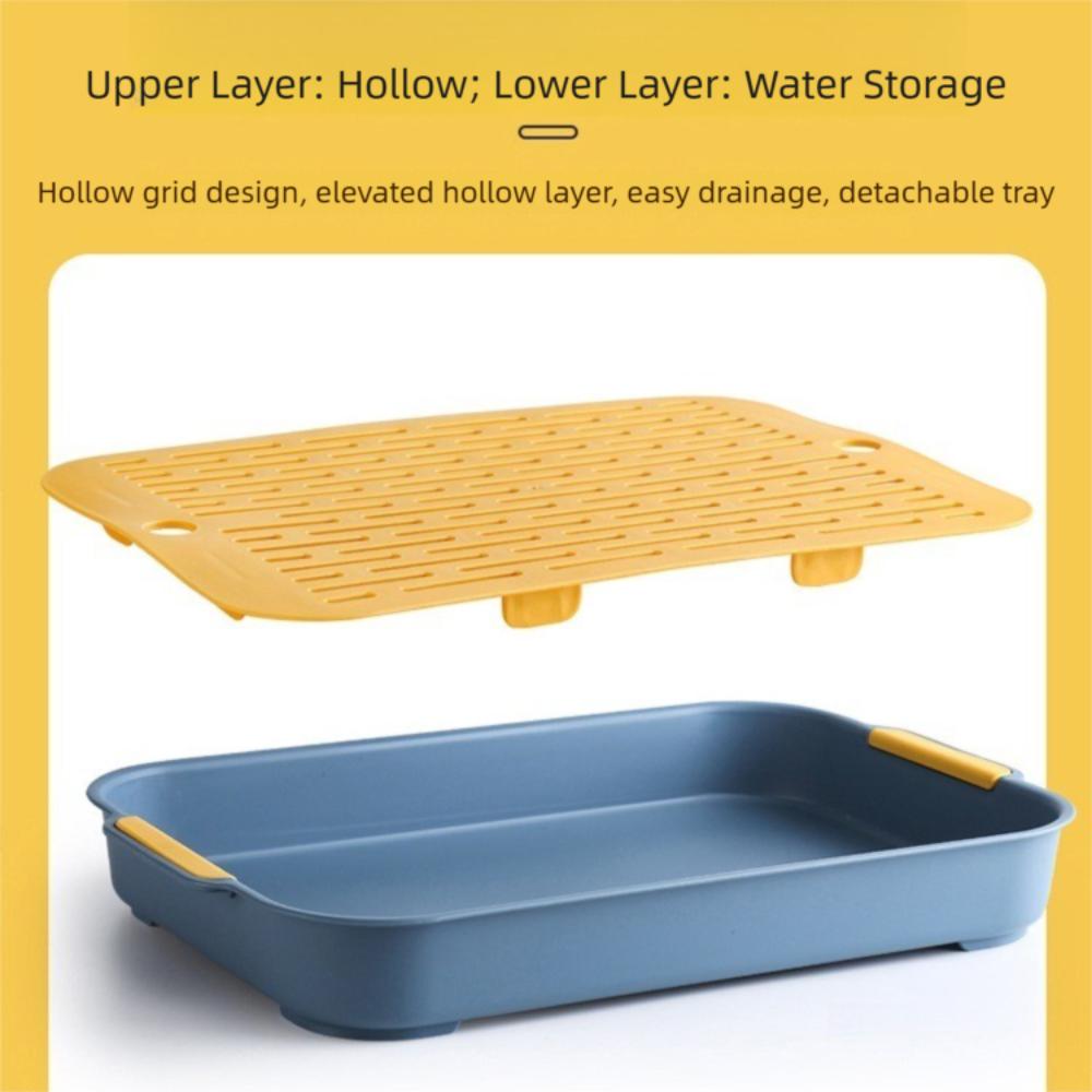 Plastic Tea Tray Plate Rectangle Small Pet Toilet Tray Simple Drain Tray  Food Dishs