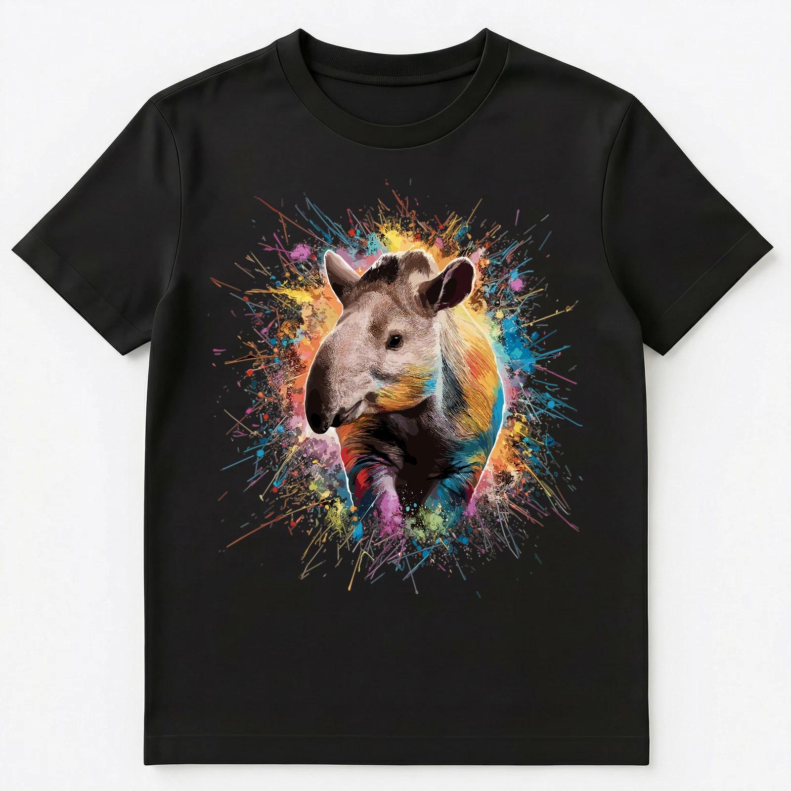 

Colorful Paint Splash Cute Tapir Art Graphic Unisex T-Shirt S
