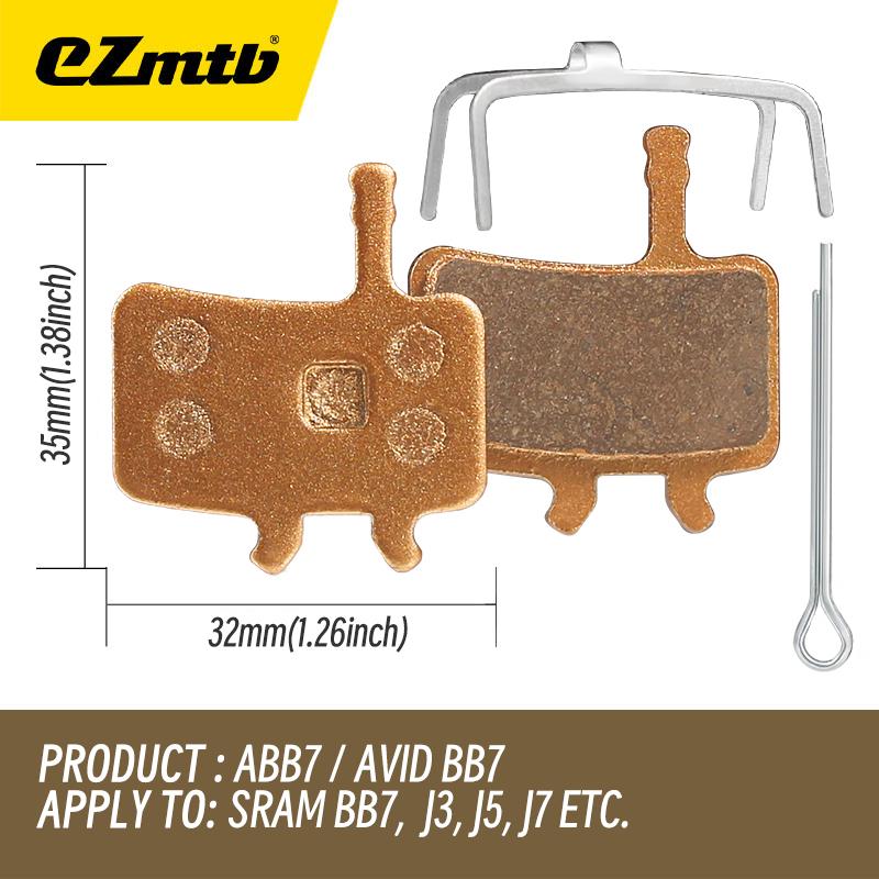 EZmtb Bicycle Brake Pads, Disc Brake Pads Suitable for Shimano/AVID/Hayes/Magura. All-Metal Brake Pads AVID BB7