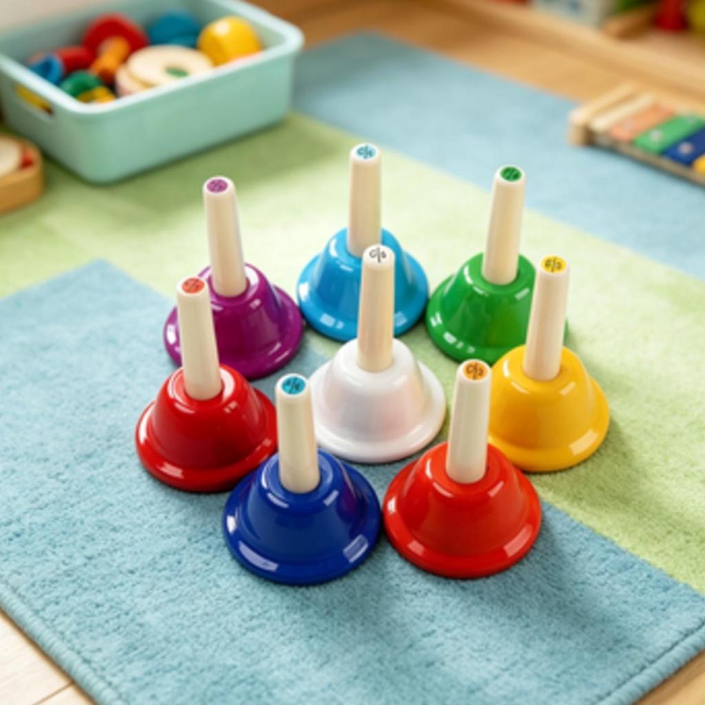 Hand Bell Color-Coded Musical Handbell Metal for Classroom, Children, Beginners