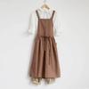 Brief Nordic Wind Pleated Skirt Cotton Linen Apron Women Girls Vintage Apron Gardening Works Cross Back Pinafore Dress