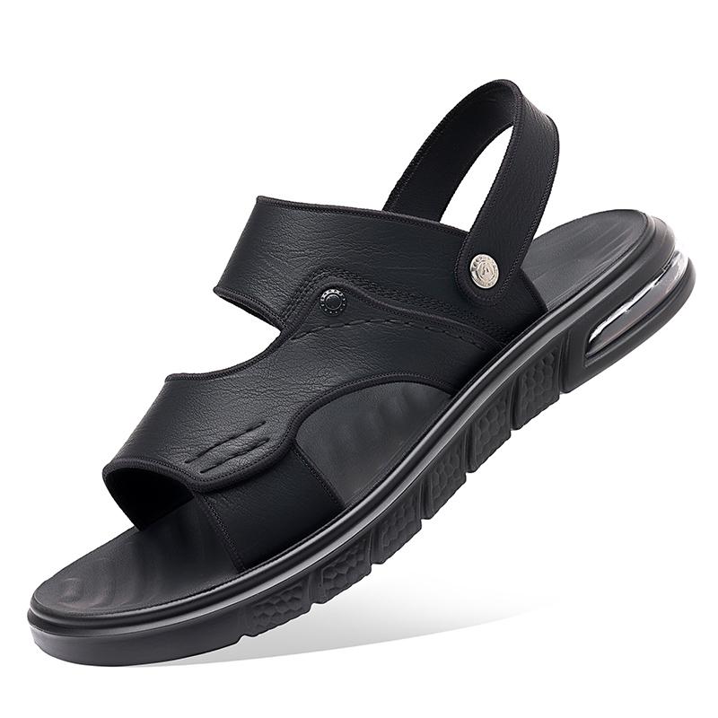 

Новые модные летние сандалии для отдыха на открытом воздухе, мужские летние туфли с открытым носком, молодежные пляжные тапочки двойного назначения, нескользящие прохладные сандалии 44 чёрный