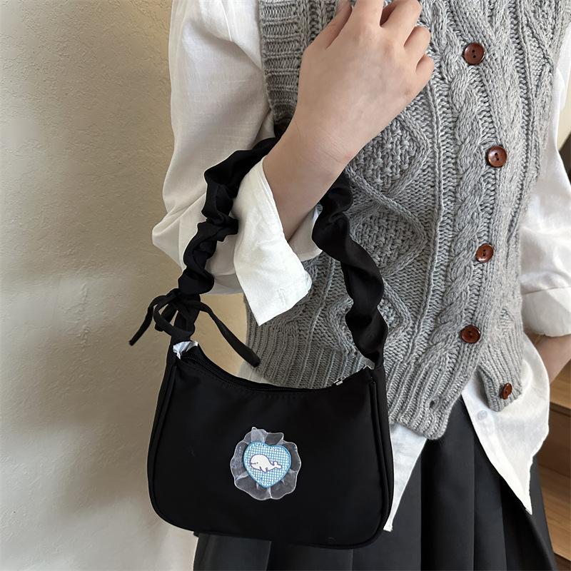 2025 new single shoulder armpit bag pleated cute drawstring handbag women's bag