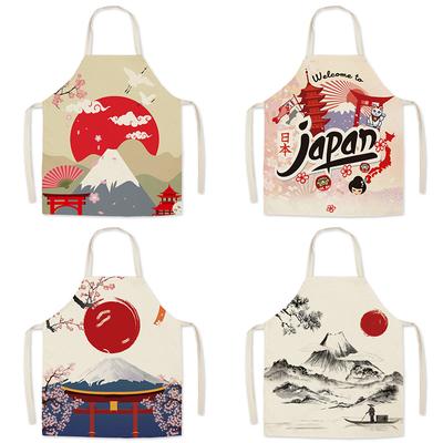 Küchenschürze Japanischer Berg Fuji Druck Küchenschürze Hausreinigung Ärmellose Leinenschürze Damen Herren Backen Kochzubehör
